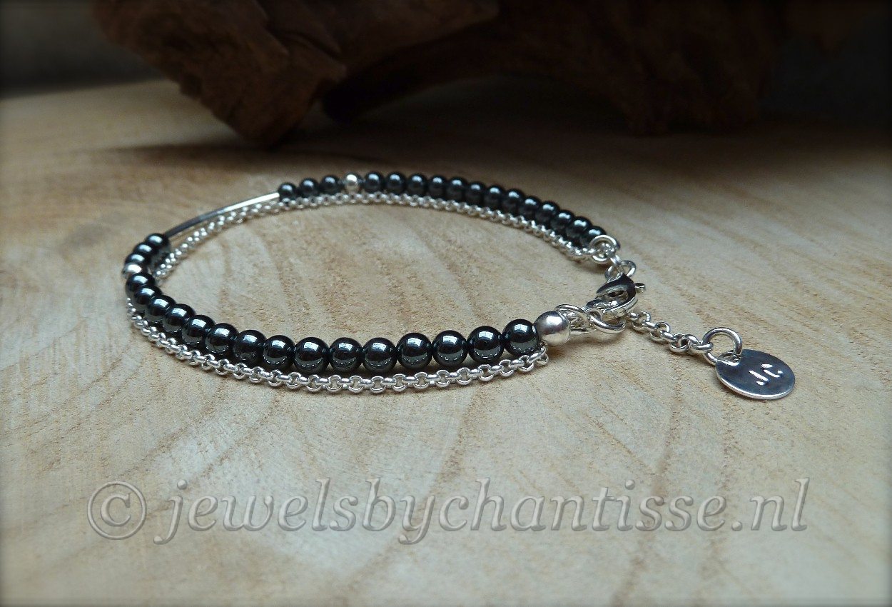 Zilveren Armband met Hematiet 4 Zilveren Armband met Hematiet