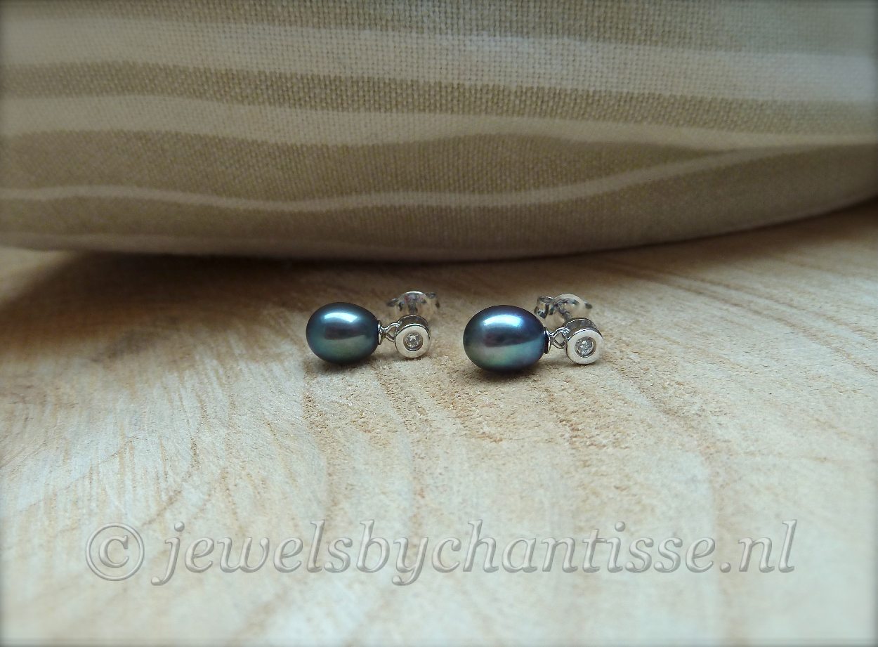 Zilveren Oorbellen met Parels en Zirconia