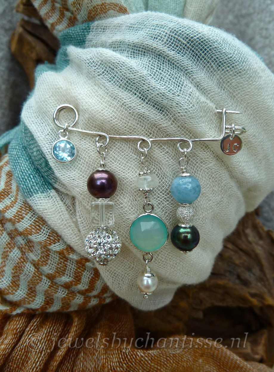 Zilveren Speld met Aquamarijn