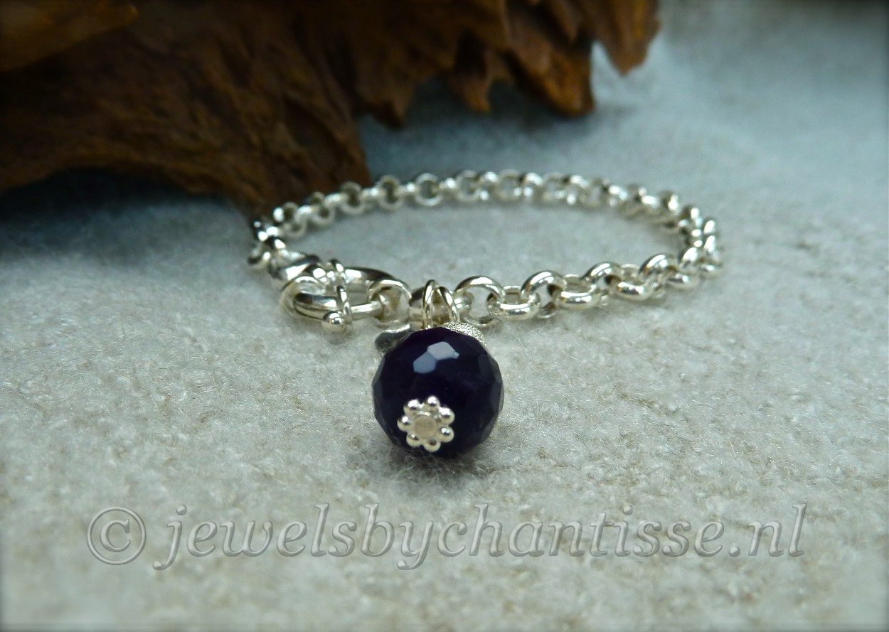Zilveren Jasseron Armband met Amethist 5 Zilveren Jasseron Armband met Amethist