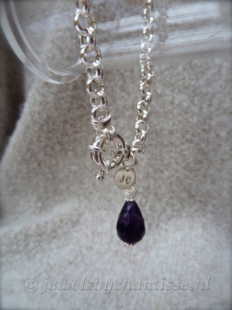 Zilveren Jasseron Armband met Amethist 3 Zilveren Jasseron Armband met Amethist