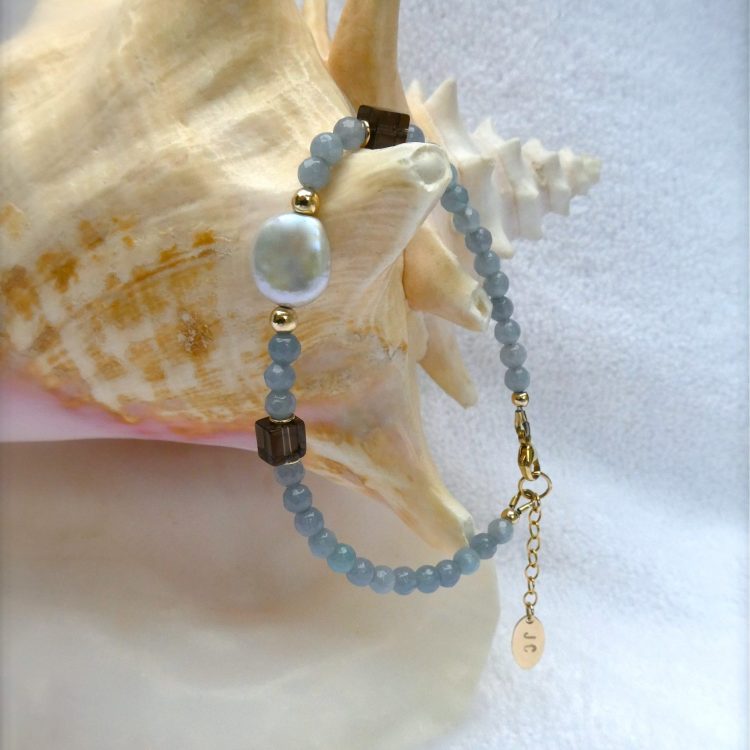 Goldfilled Armband met Agaat en Coinparel