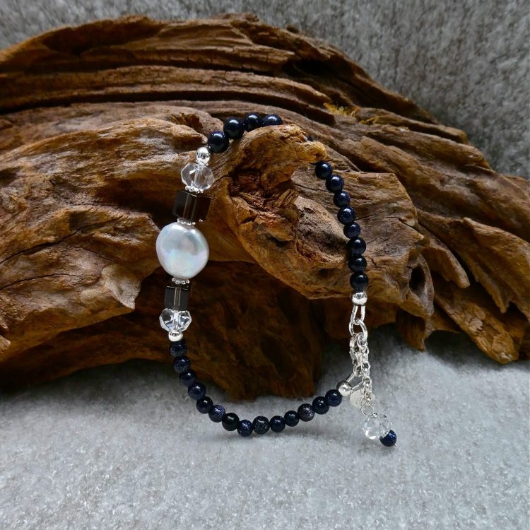 Zilveren Armband met Goudsteen en Coinparel
