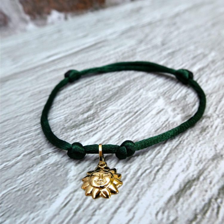 Geelgouden Zijde Armband met Zonnetje