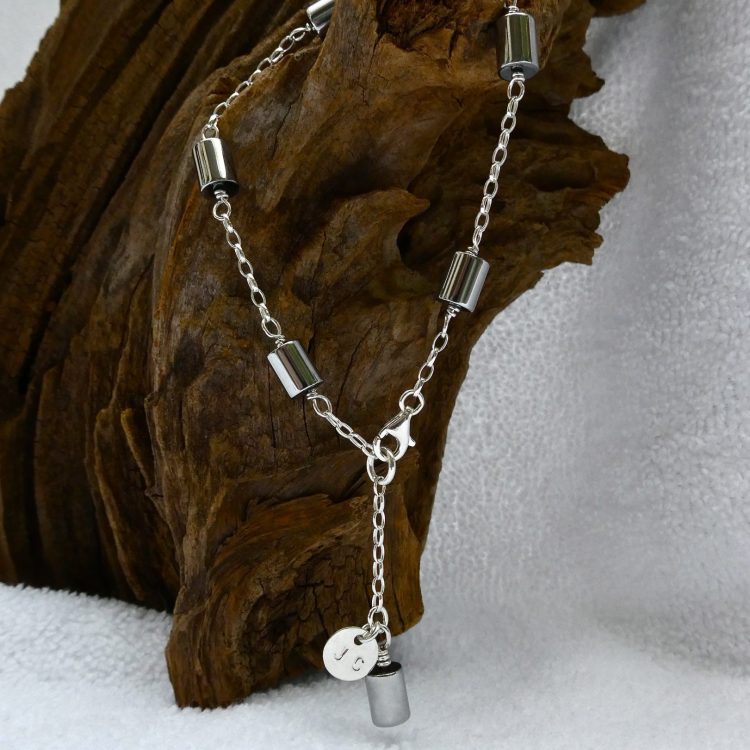 Zilveren Armband met Hematiet Cilinders