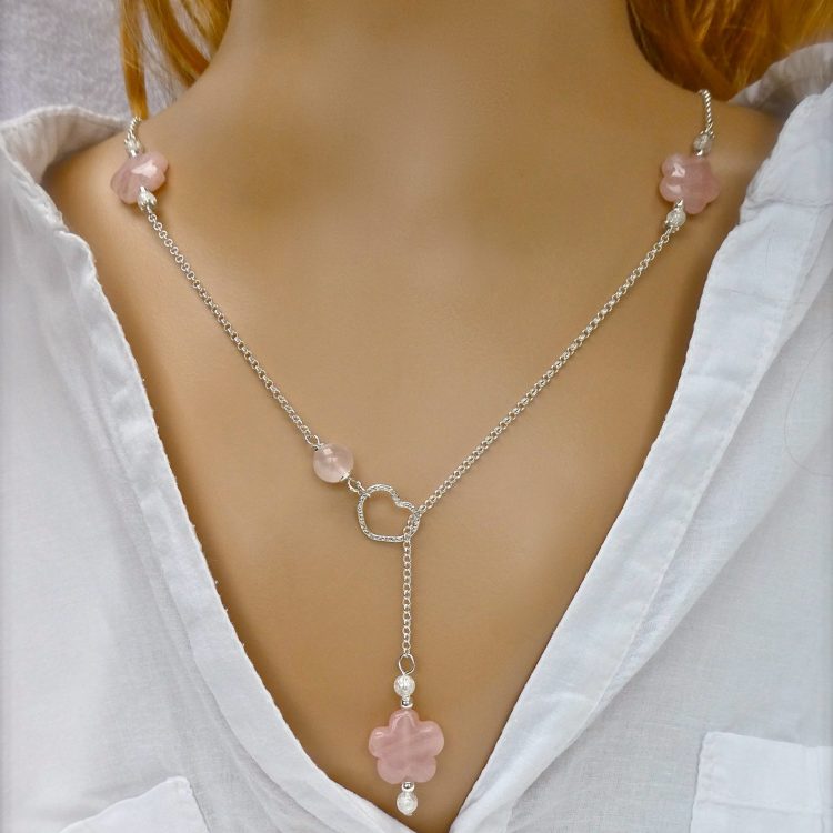 Zilveren Rozenkwarts Ketting