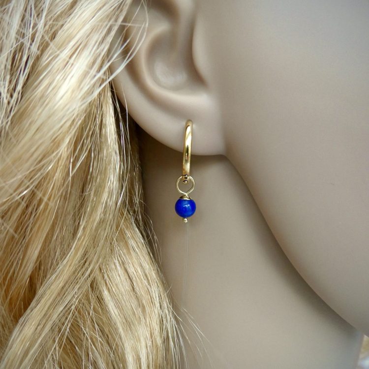Geelgouden Creolen met Lapis Lazuli