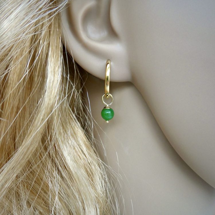 Geelgouden Creolen met Jade