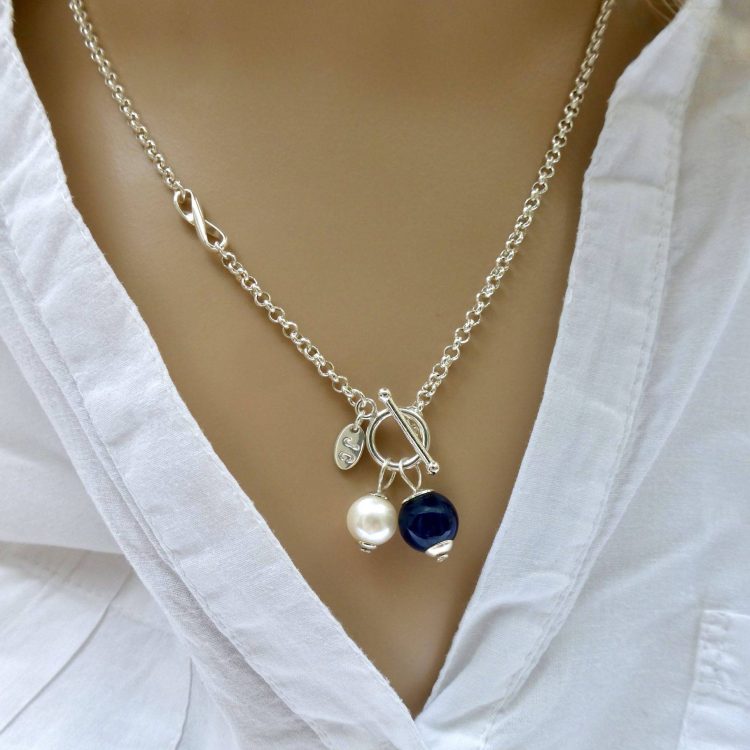 Zilveren Jasseronketting met Agaat en Parel