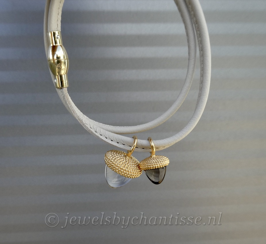 Leren Armband met Eikeltjes van Bohemian Quartz Glas - Image 3