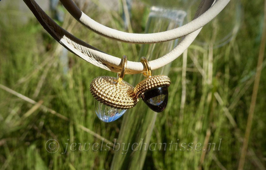Leren Armband met Eikeltjes van Bohemian Quartz Glas - Image 5