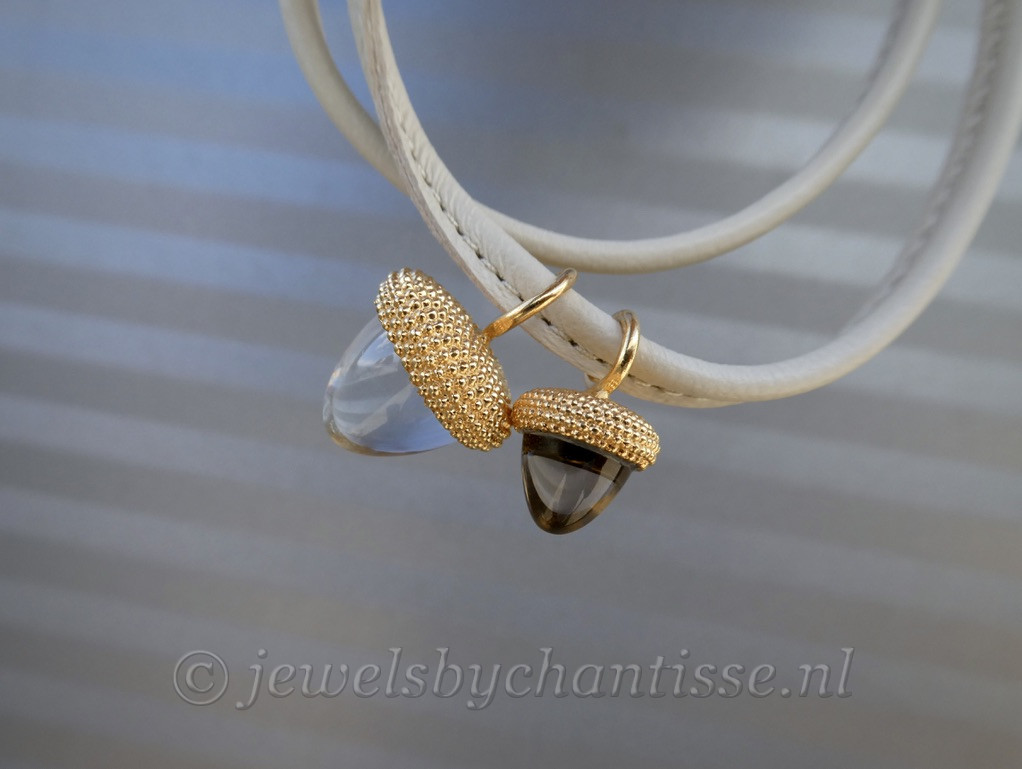 Leren Armband met Eikeltjes van Bohemian Quartz Glas - Image 2